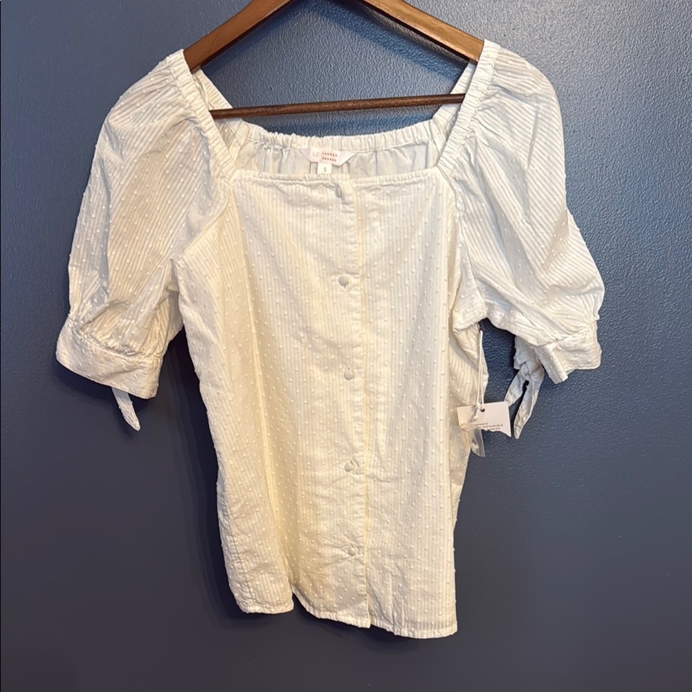 White Puff Sleeve Smocked Blouse